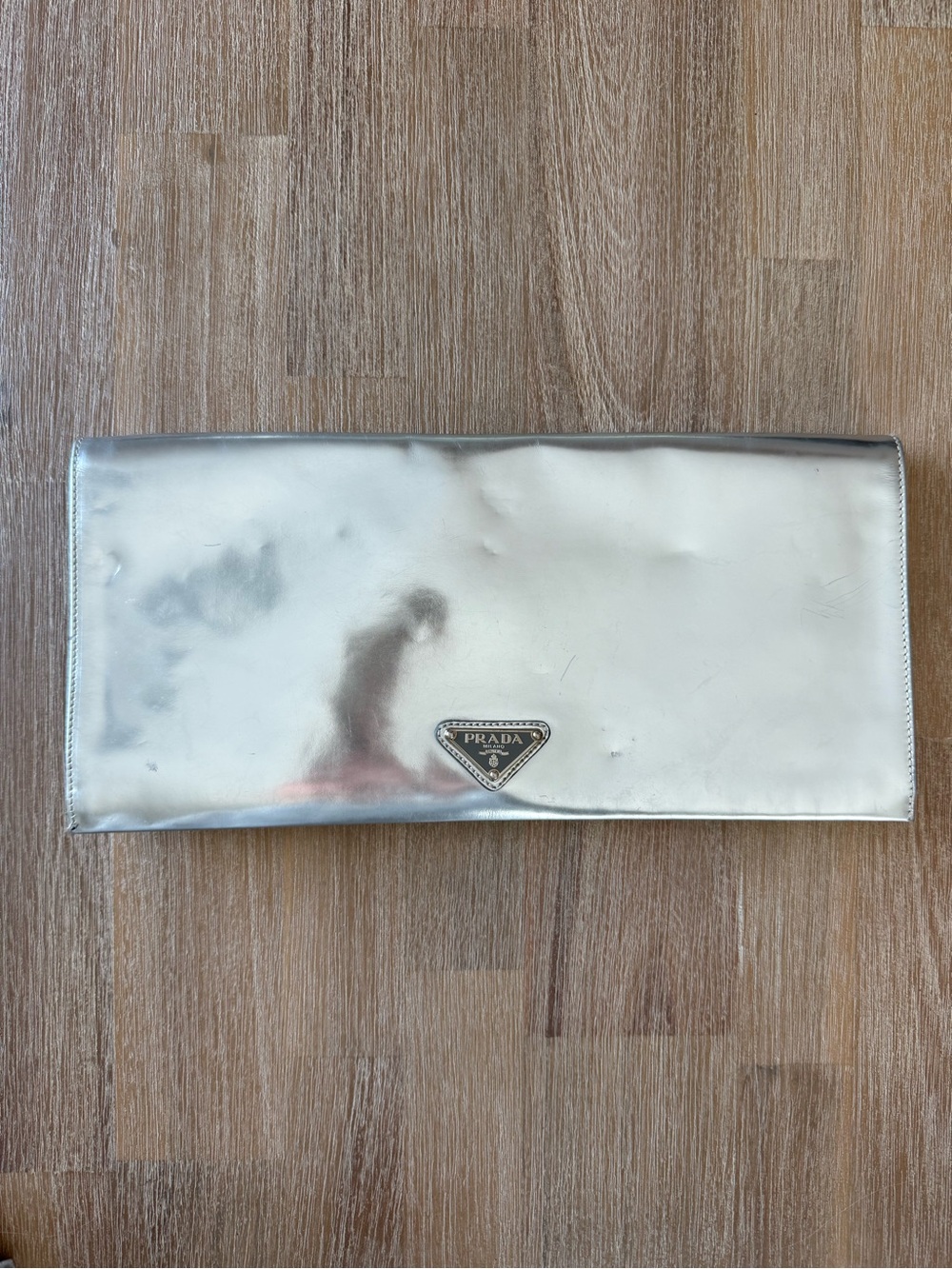 Vintage Prada Metallic Silver Clutch